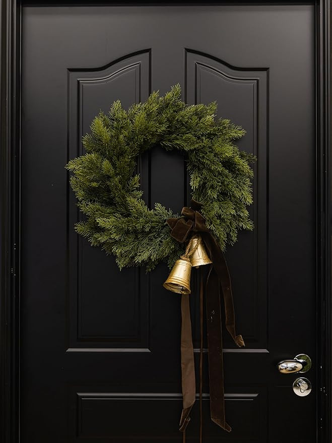 Christmas Wreath - 18 inch Artificial Wreath for Front Door - Green Pine Cypress Wreath for Indoo... | Amazon (US)