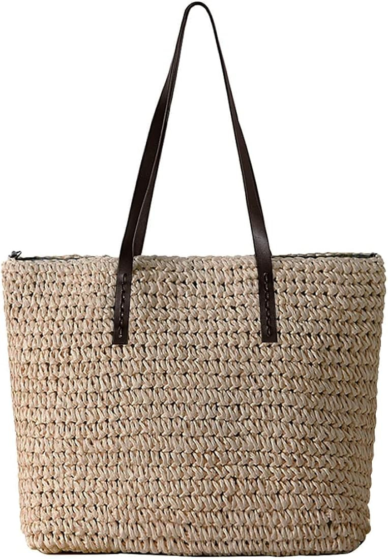 VODIU Women's Classic Straw Handbag Summer Beach Shoulder Bag Bohemia New | Amazon (US)