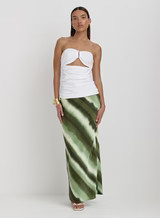 Green Printed Satin Maxi Skirt- Willow | 4th & Reckless