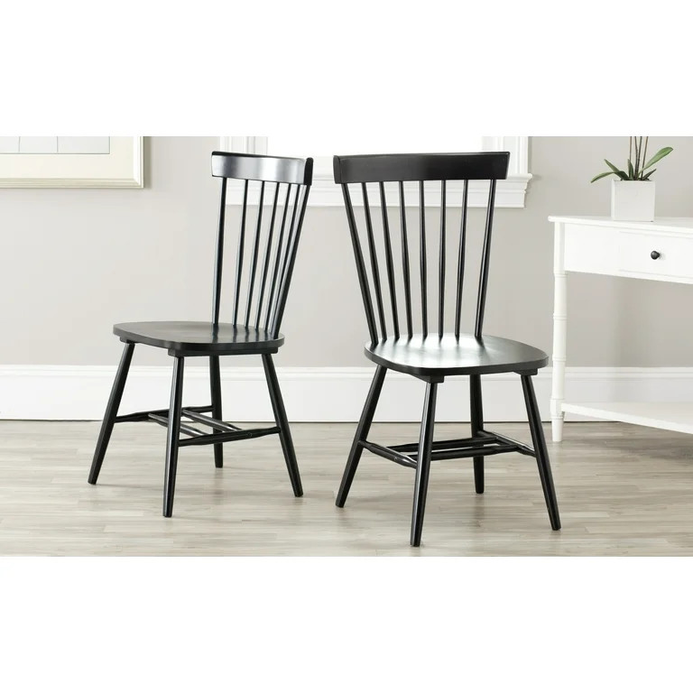 SAFAVIEH Parker Solid 17 in. H Spindle Dining Chair, Black, Set of 2 | Walmart (US)