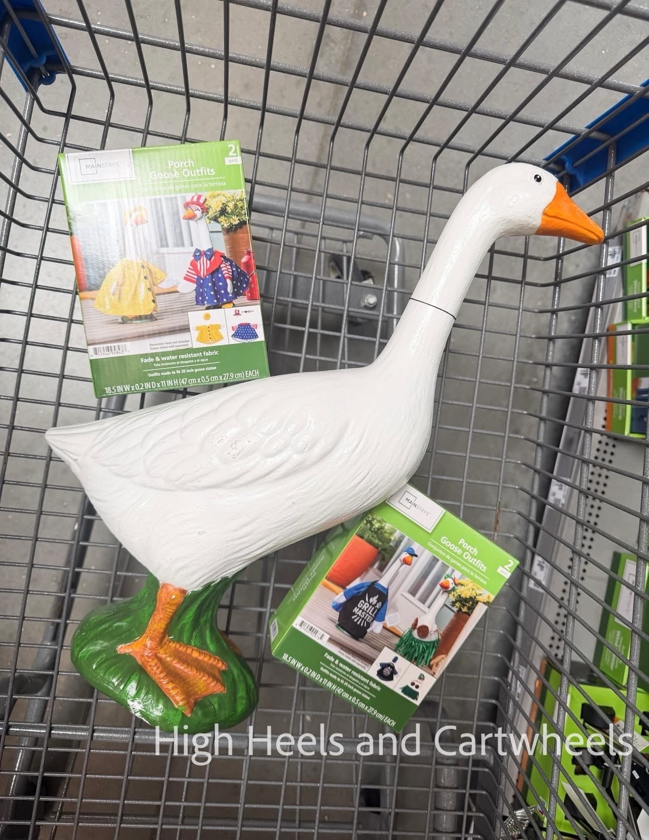 Finally spotted the negative viral PORCH GOOSE! Have you seen it yet? So cute and you can accessorize with outfits. 
Check for local pickup on the goose 