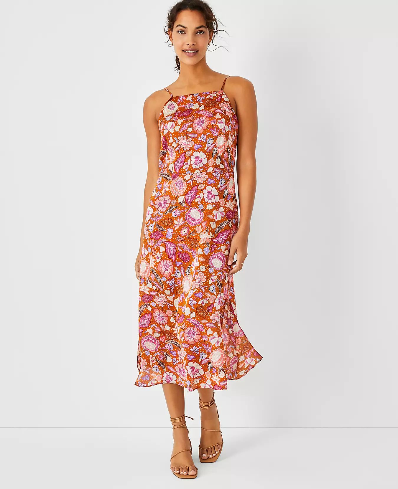 Batik Floral Square Neck Midi Dress | Ann Taylor | Ann Taylor (US)