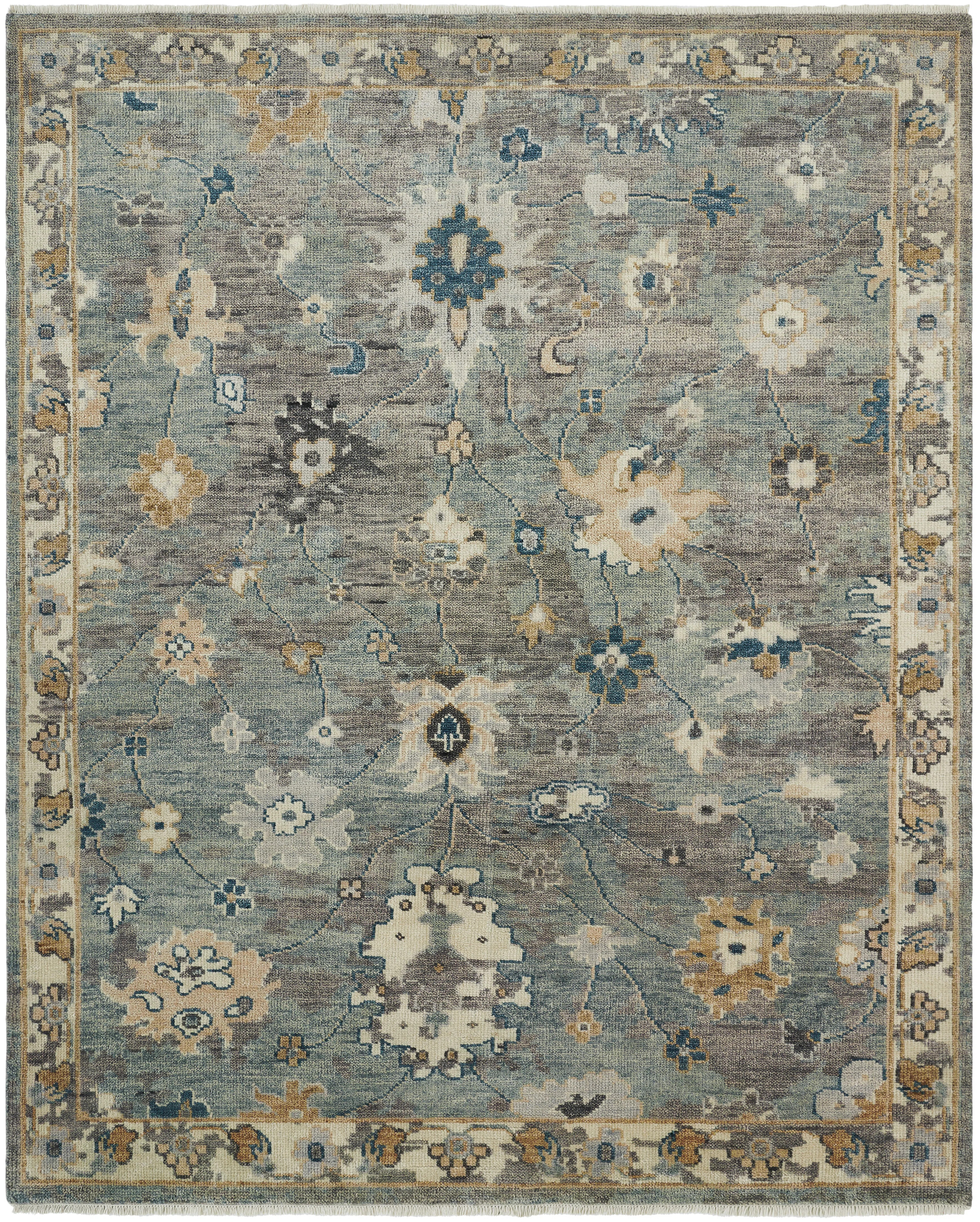 Hari Slate Petal Wool Hand-Knotted Area Rug | Wayfair North America