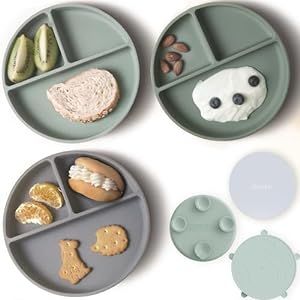 Moonkie Suction Plates for Baby | 100% Silicone BPA-Free Baby Plates with Lids and Food Cover | D... | Amazon (US)