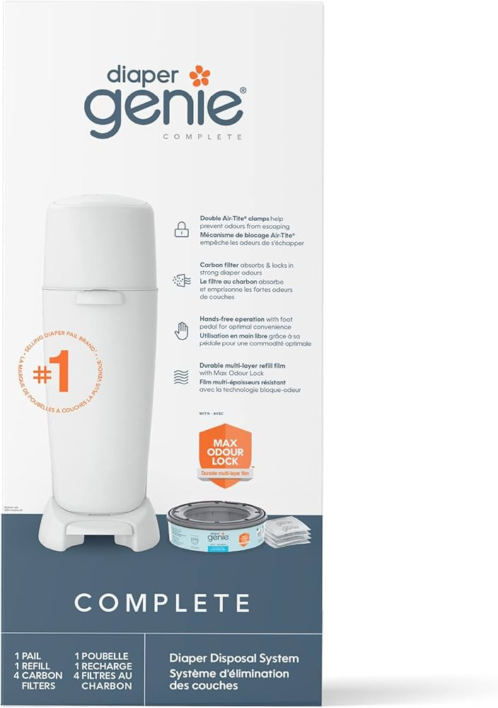 Diaper Genie Système complet de seau à couches Blanc – Exclusivité Amazon – Comprend 4 fil... | Amazon (CA)
