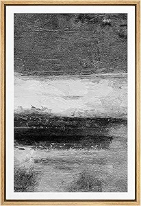 SIGNWIN Framed Canvas Print Wall Art Dark Gray White Paint Stroke Landscape Abstract Shapes Illus... | Amazon (US)