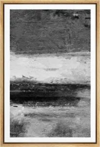 SIGNWIN Framed Canvas Print Wall Art Dark Gray White Paint Stroke Landscape Abstract Shapes Illus... | Amazon (US)