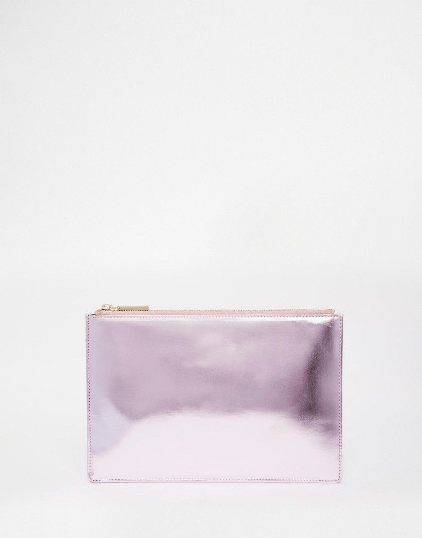 Whistles Metallic Pink Clutch Bag - Pink | Asos EE