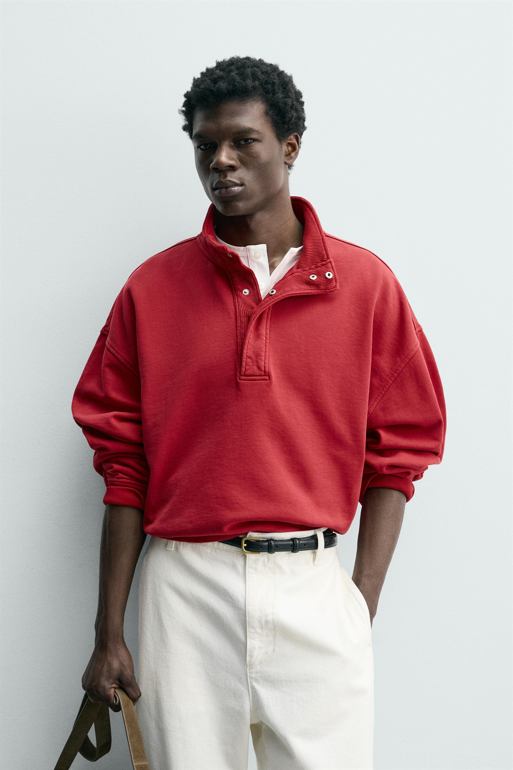 COMBINATION WAFFLE POLO SWEATSHIRT | Zara US