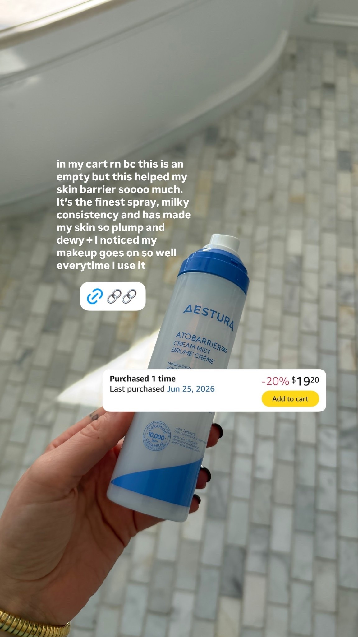 in my cart rn bc this is an empty but this helped my skin barrier soooo much. It’s the finest spray, milky consistency and has made my skin so plump and dewy + I noticed my makeup goes on so well everytime I use it  @aestura_us