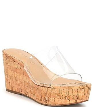 Copper Key Seaside Clear Vinyl Platform Cork Wedge Slide Sandals - 8 | Dillard's