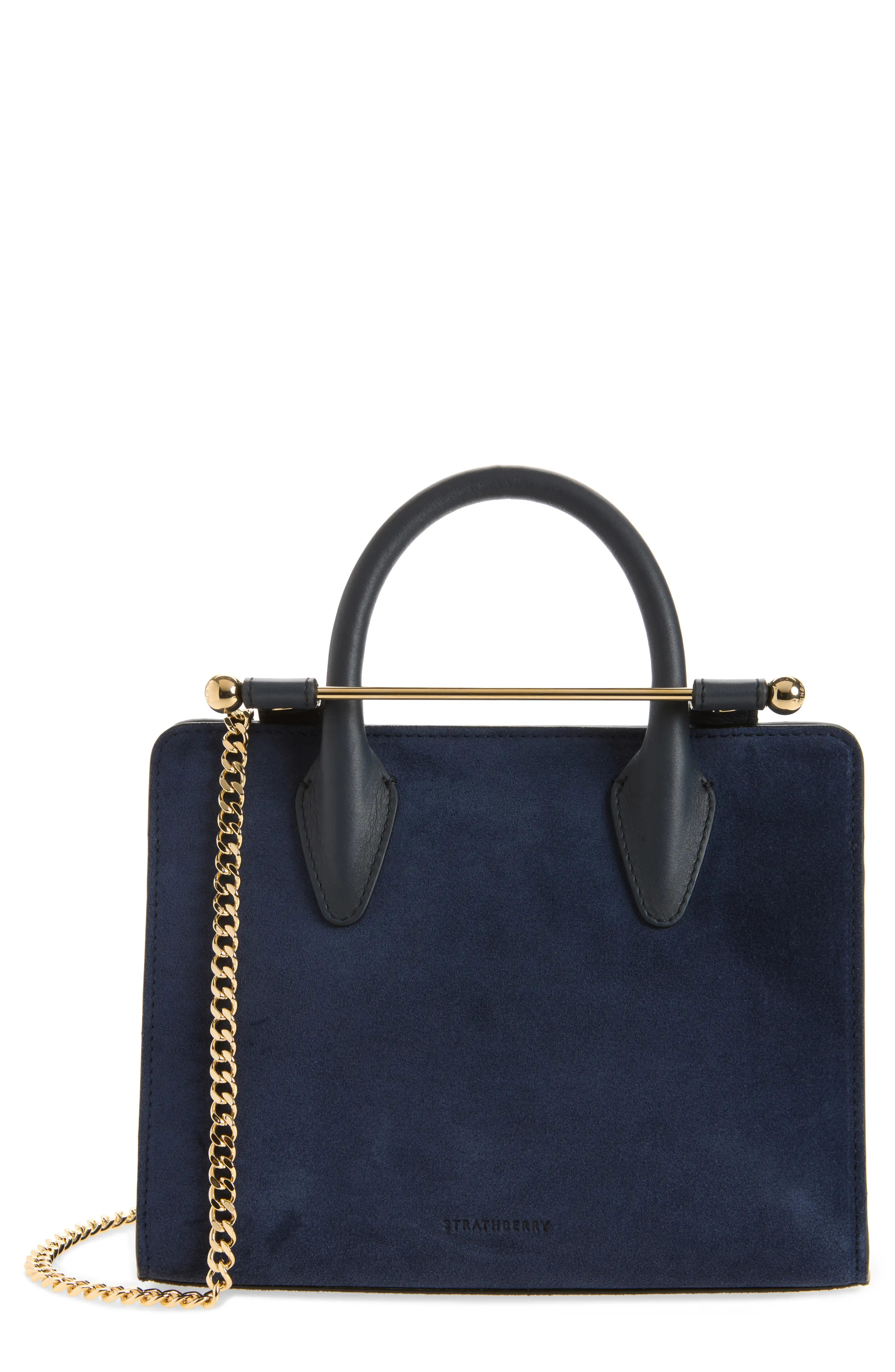 Strathberry Mini Suede Tote in Loch Blue at Nordstrom | Nordstrom