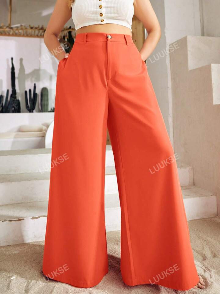 Plus High Waist Wide Leg Pants | SHEIN USA | SHEIN