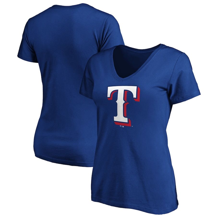 Texas Rangers Fanatics Branded Women's Core Official Logo V-Neck T-Shirt - Royal | Fanatics