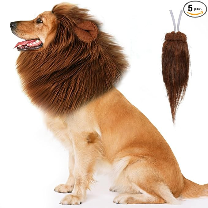 NEWBEA Lion Mane for Dog Costume, Dog Lion Mane, Realistic Wig for Medium to Large Sized Dogs, Ha... | Amazon (US)