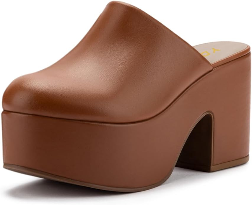 YDN Women Casual Block Heel Mules Cozy Platform Chunky Sandals Closed Toe Slip On Clogs Party Dre... | Amazon (US)