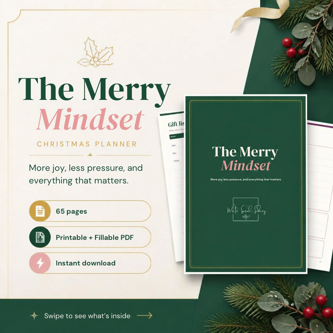 The Merry Mindset is a 65-page planner for gifts, food, memories, and the part most planners skip: deciding what actually matters to you this year.

✨ Gift list + budget tracker
🍪 Menu, grocery and baking planner
🥂 Hosting checklist
😂 A social battery tracker (yes, really)

Print it or fill it in on your computer. Instant download. Shop Now! 

#Christmas #christmasplanner #christmasprintables #holidayplanner #christmasplanning #christmasorganization #holidayplanning #printableplanner #digitalplanner #plannerprintables

#LTKSaleAlert #LTKSeasonal #LTKHome