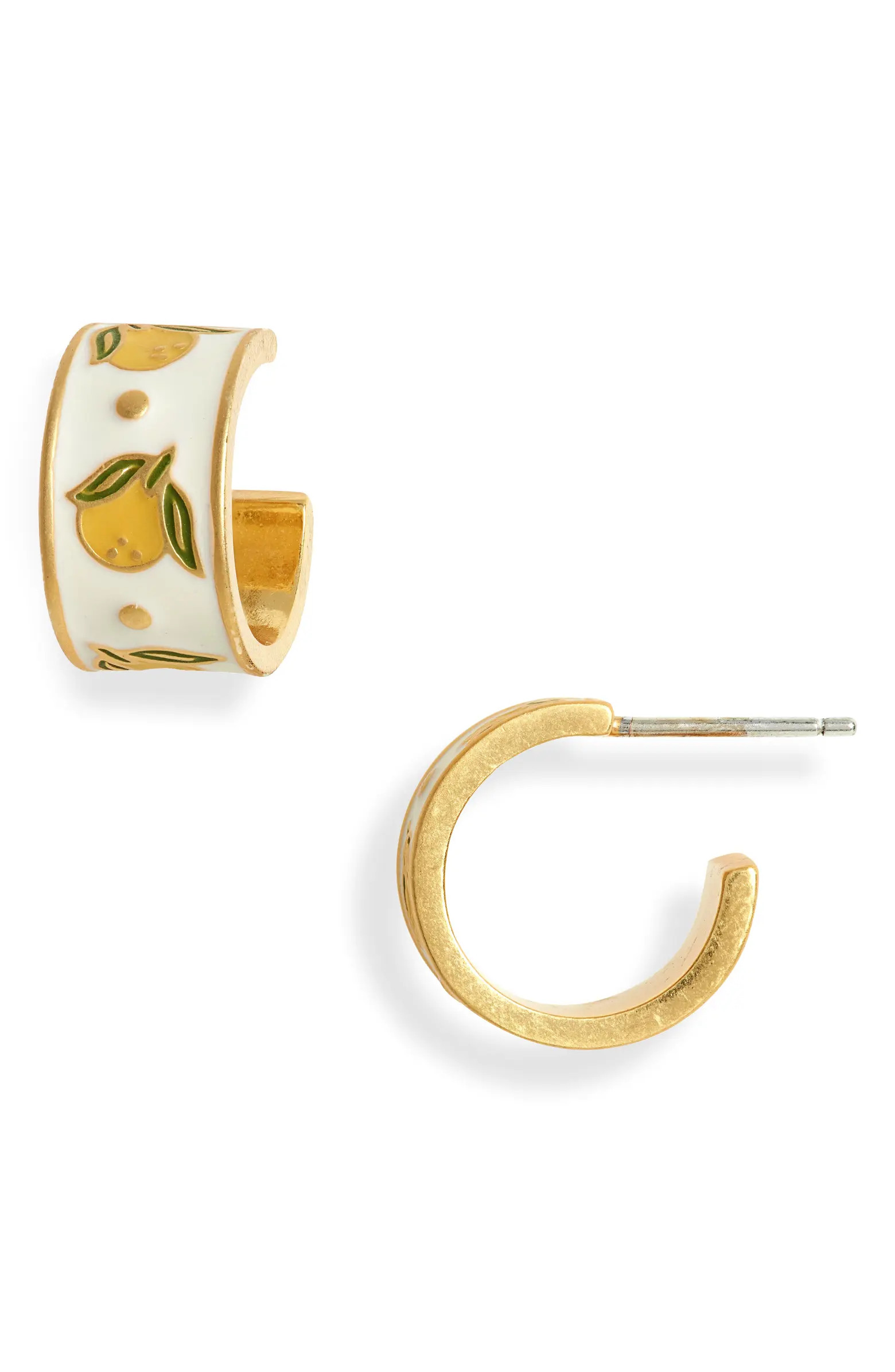 Madewell Enamel Lemon Huggie Hoop Earrings | Nordstrom | Nordstrom