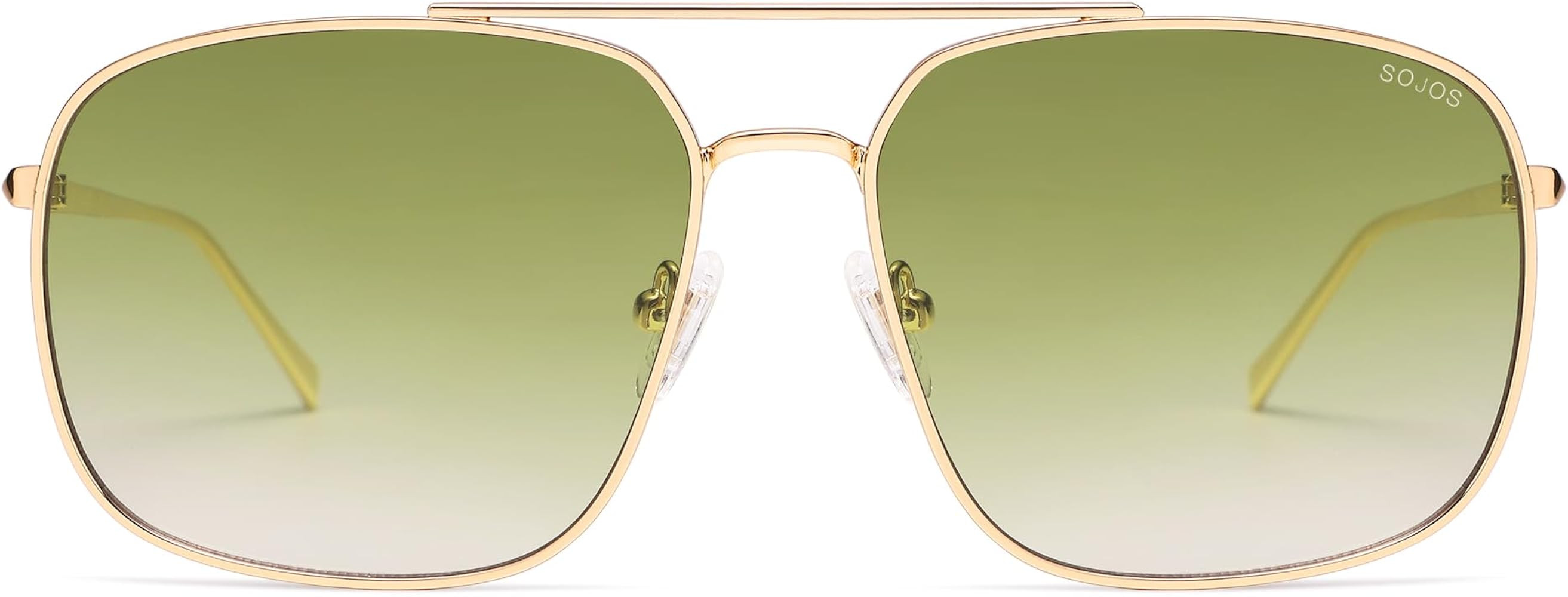 SOJOS Trendy Square Aviator Sunglasses for Women Men, Gold Frame Light Tint Gradient Shades SJ117... | Amazon (US)