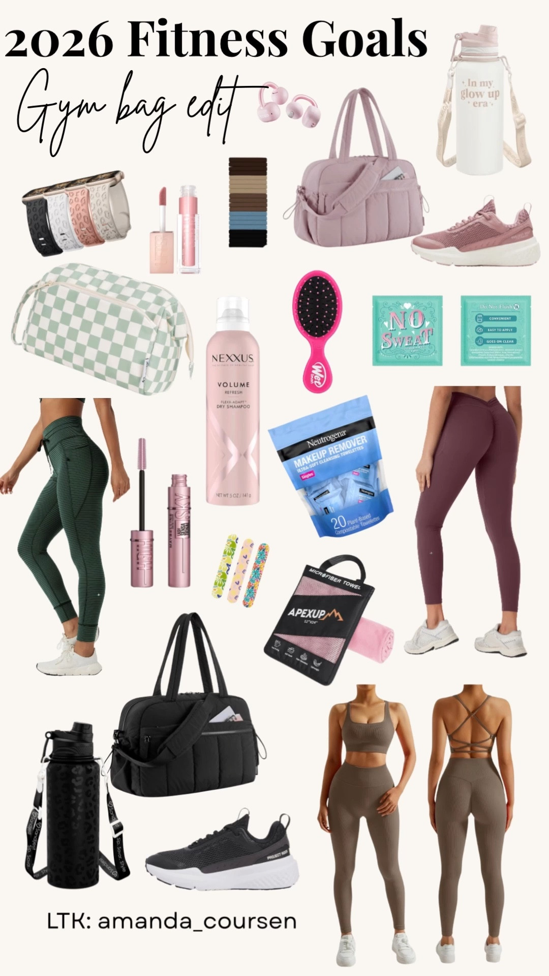 ✨ What’s In My Gym Bag (Wish List Edition!)
If you’re building your gym essentials for 2026, here’s everything I’m adding to my must-have list — stylish, practical, and perfect for busy gym days ✨💪🏼

Here’s what’s on my list:
– Cosmetic bag
– Hair ties
– Nexxus Dry Shampoo
– Mini Wet Brush
– Deodorant wipes / hygiene wipes
– Neutrogena Makeup Remover Towelettes
– Maybelline Sky High Mascara
– Nail files
– Lip gloss
– Leggings
– Sports bra
– Light/beige gym shoes
– Dark/black gym shoes
– Rose-colored gym bag
– Beige tumbler
– Black gym bag
– Black tumbler
– Apple Watch bands
– Rose-colored wireless earbuds
– Gym towel

Linked everything for you! 💗🏋🏻‍♀️
Perfect for gym girls, busy moms, or anyone rebuilding their workout routine.

⸻
#gymbagessentials #whatsinmybag #gymwishlist #gymgear #workoutessentials #fitnessmusthaves #fitnesswishlist #gymaccessories #gymbagmusthaves #gymstyle #fitnesstools #applewatchbands #maybellineskyhigh #nexxusdryshampoo #neutrogenatowelettes #gymshoes #gymoutfitinspo #ltkgym #ltkfitness #ltkunder50 #ltkunder100 #ltkmoms #gymbags #tumblercup #wirelessearbuds #gymtowel
