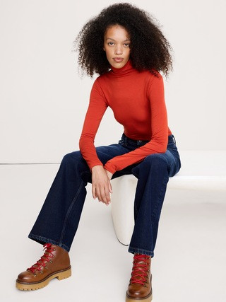 Luxe Wool-Blend Turtleneck T-Shirt | Banana Republic (US)