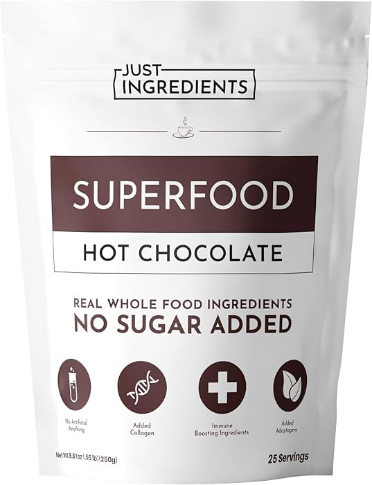 Superfood Hot Chocolate | 25 Servings | With Grass-fed Collagen, Organic Cacao, Cinnamon, Ashwaga... | Amazon (US)