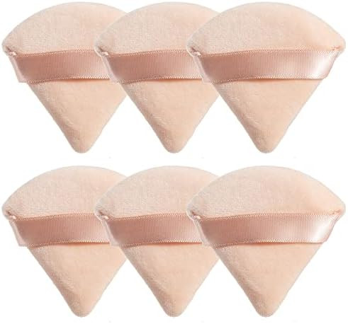 MOTZU 6 Pieces Pure Cotton Powder Puff, Made of Cotton Velour in Triangle Wedge Shape Designed fo... | Amazon (US)