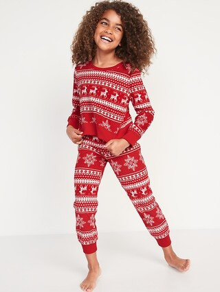 Printed Micro Fleece Pajama Top & Joggers Set for Girls | Old Navy (US)