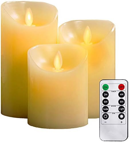 YIWER Flameless Candles, 4" 5" 6" Set of 3 Real Wax Not Plastic Pillars, Include Realistic Dancing L | Amazon (US)