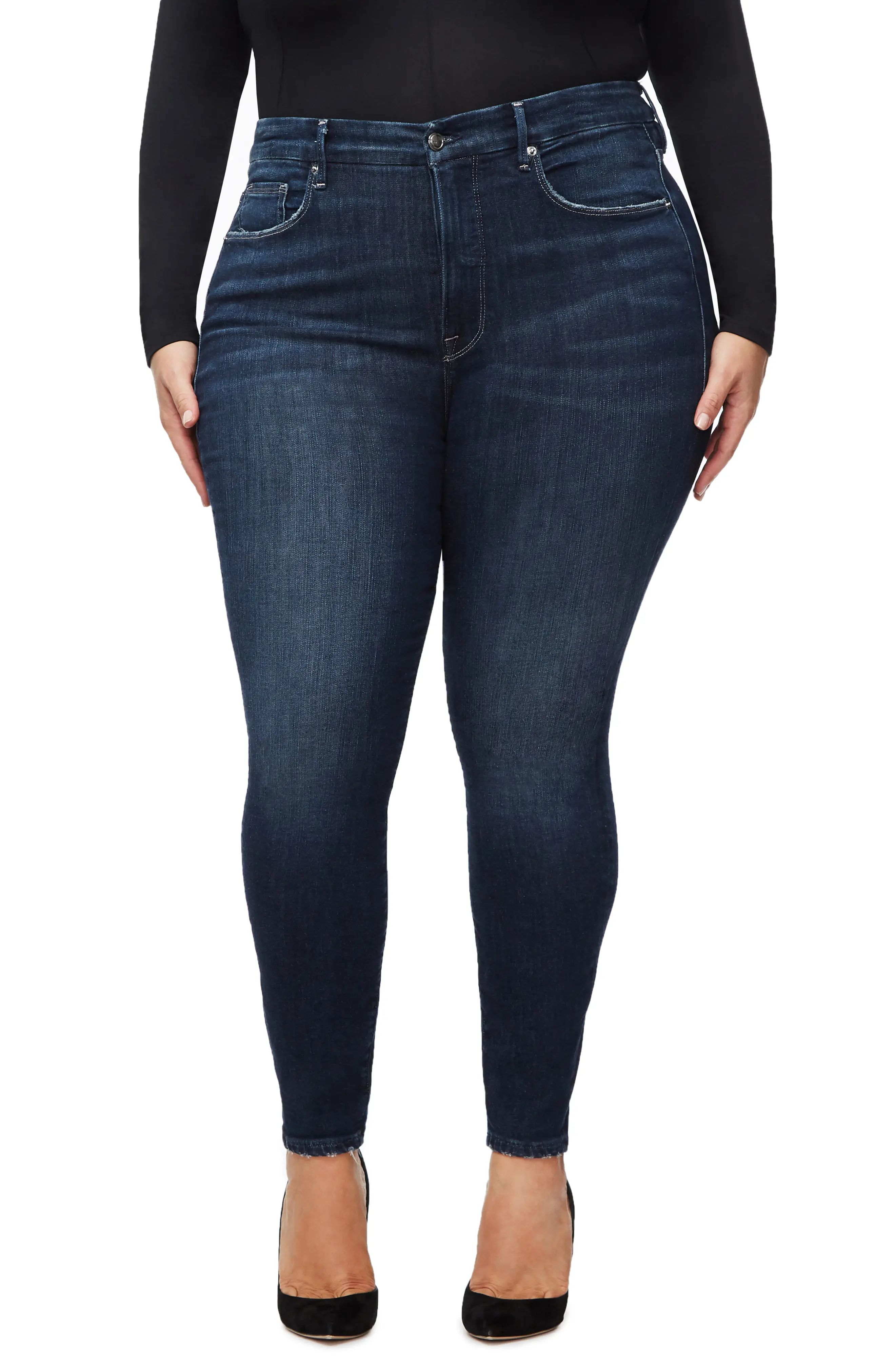 Plus Size Women's Good American Good Legs High Waist Crop Skinny Jeans, Size 16 - Blue | Nordstrom