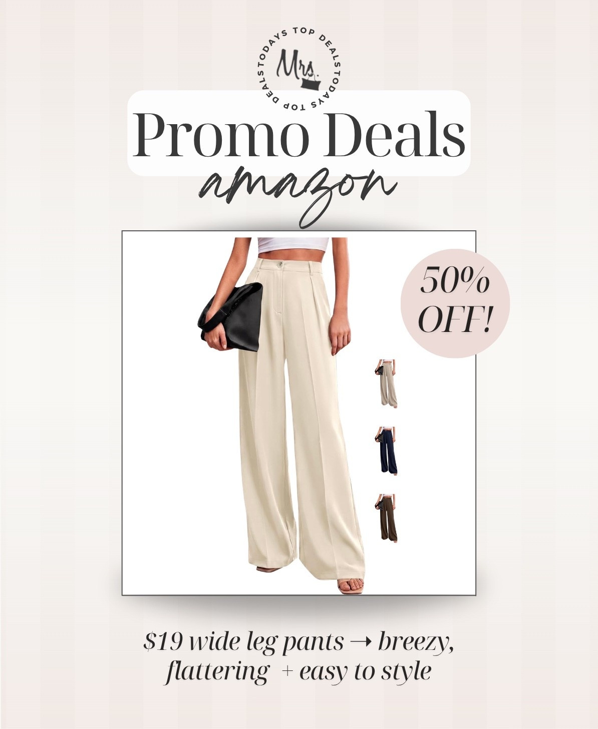$19 wide leg pants ➝ breezy, flattering  + easy to style! Now 50% off on sale 👏🏻

Amazon Promo Deals, todays top deals , amazon fashion, Amazon sale, Amazon deal

#LTKSaleAlert #LTKSeasonal #LTKootd