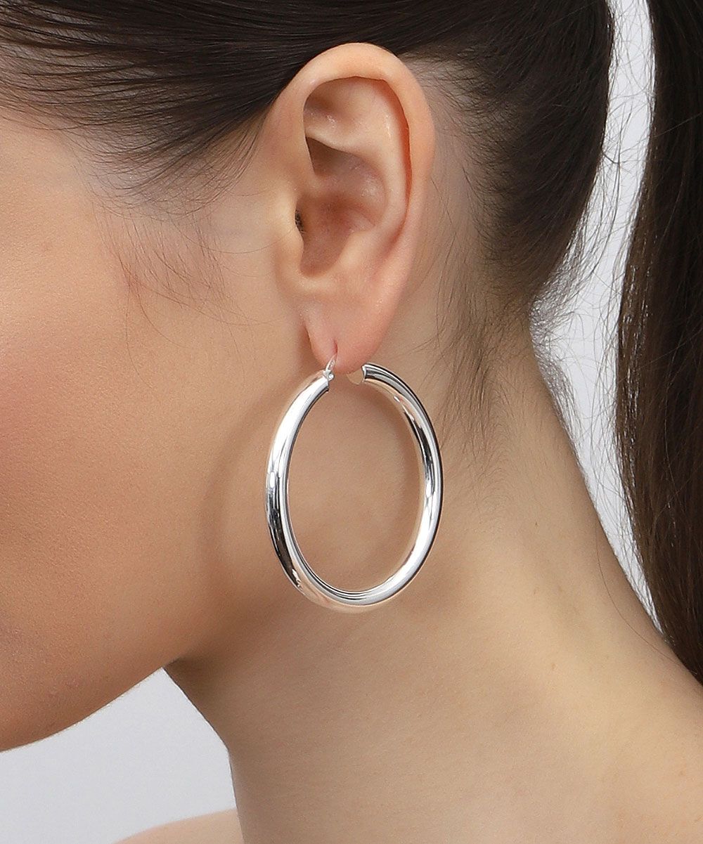 1.8"" Sterling Silver Hoop Earrings | Zulily