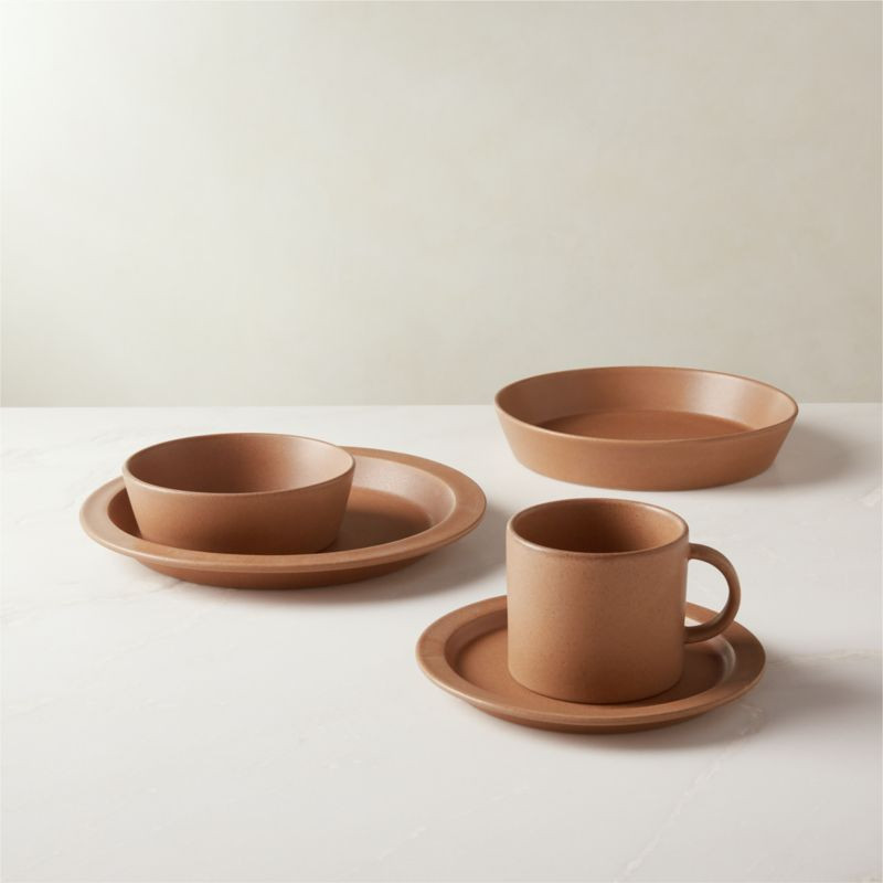Swoon Caramel Brown Dinnerware Set with Reactive Glaze | CB2 | CB2