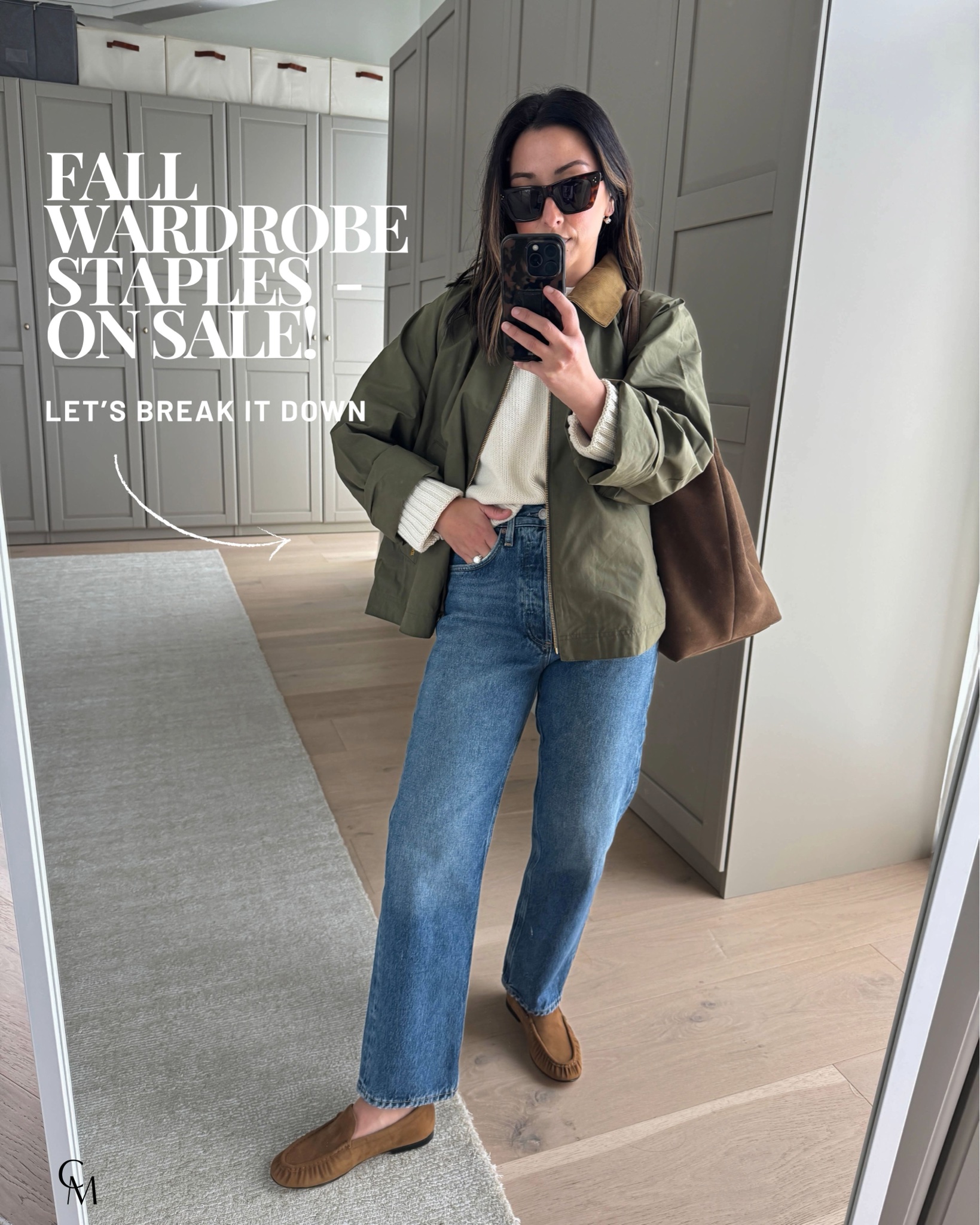 Some of my favorite fall wardrobe staples are on sale. These are the kinds of pieces you’ll wear year after year.

Gap sweater petite small 
Everlane tee medium 
Barbour jacket size 8 
Agolde mid rise 90’s 24 - took my smaller size and fit like a high rise. 
Vince Tristan loafers 5 
Madewell tote - sold out so linked the shoulder option in the same color 
Celine sunglasses
Electric Picks earrings

#LTKootd #LTKSaleAlert #LTKPetite