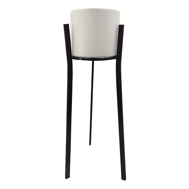 White Metal Flower Outdoor Planter Stand, Medium | At Home