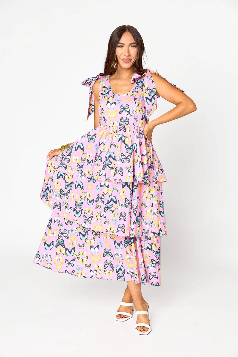 BuddyLove | Drew Tiered Midi Dress | Feelin Butterflies | BuddyLove