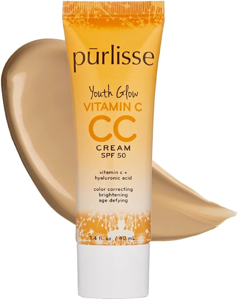 purlisse Youth Glow Vitamin C CC Cream SPF 50: Cruelty-Free & Clean, Paraben & Sulfate-Free, Full... | Amazon (US)