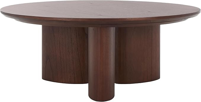 SAFAVIEH Couture Collection Barnard Walnut Round Solid Wood Coffee Table | Amazon (US)