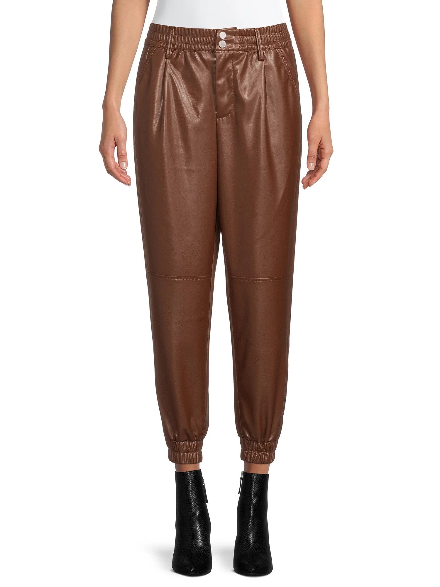 No Boundaries Juniors’ Faux Leather Joggers | Walmart (US)