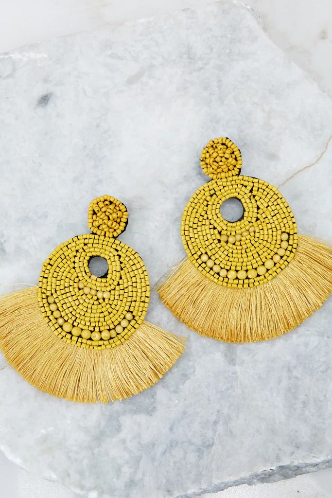 Greatest Ever Yellow Statement Earrings | Red Dress 