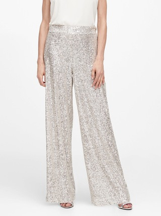 High-Rise Wide-Leg Sequin Pant | Banana Republic (US)