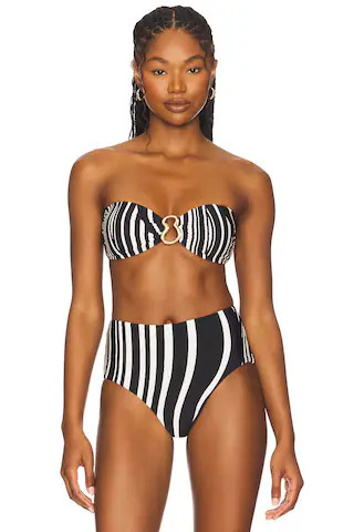 Seafolly Coastline Ring Front Bandeau Bikini Top in Black from Revolve.com | Revolve Clothing (Global)