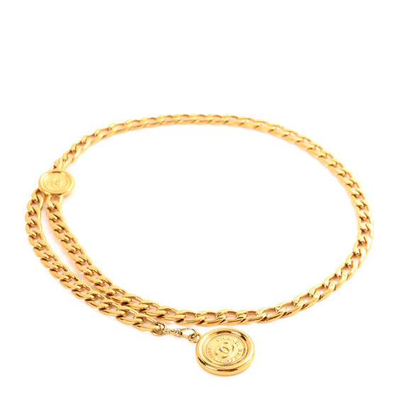 Metal Chain CC Medallion Belt Gold | FASHIONPHILE (US)