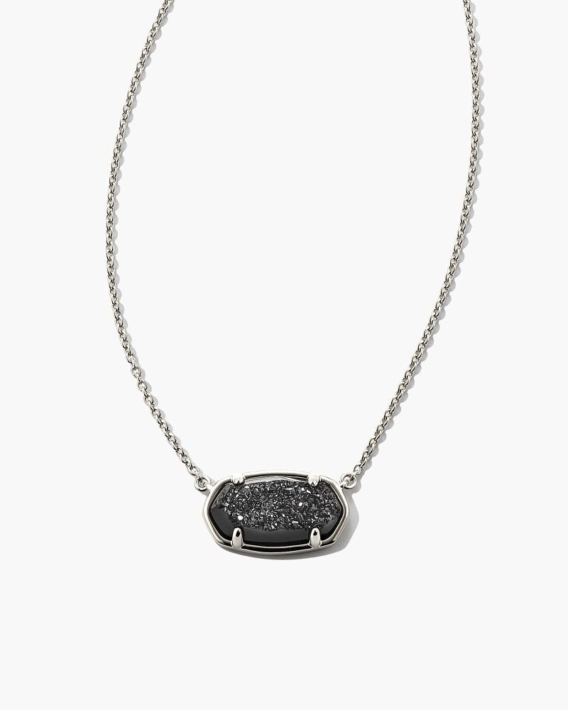 Elisa Sterling Silver Pendant Necklace in Black Drusy | Kendra Scott