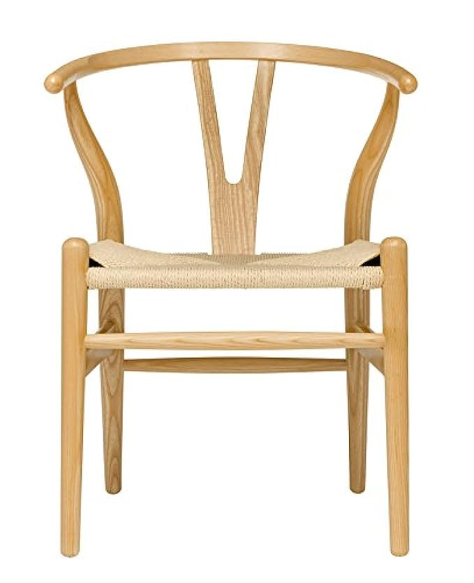Hans Wegner Wishbone Style Woven Seat Chair (Ash with Natural Cord) | Amazon (US)