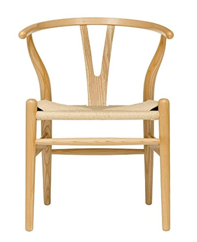 Hans Wegner Wishbone Style Woven Seat Chair (Ash with Natural Cord) | Amazon (US)