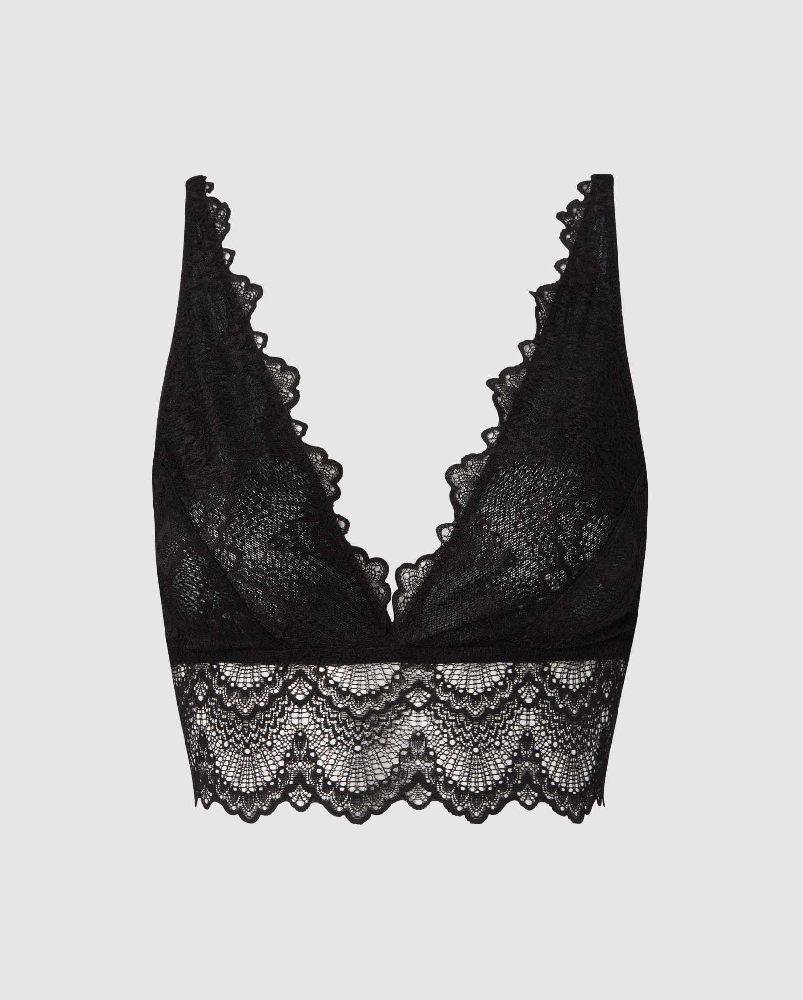 Lace Plunge Bralette Top Black | Understatement