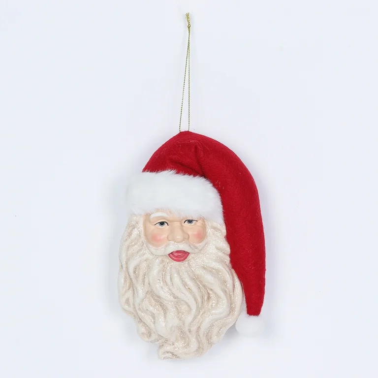 Glitter Santa Head Christmas Ornament, 6 in, by Holiday Time | Walmart (US)