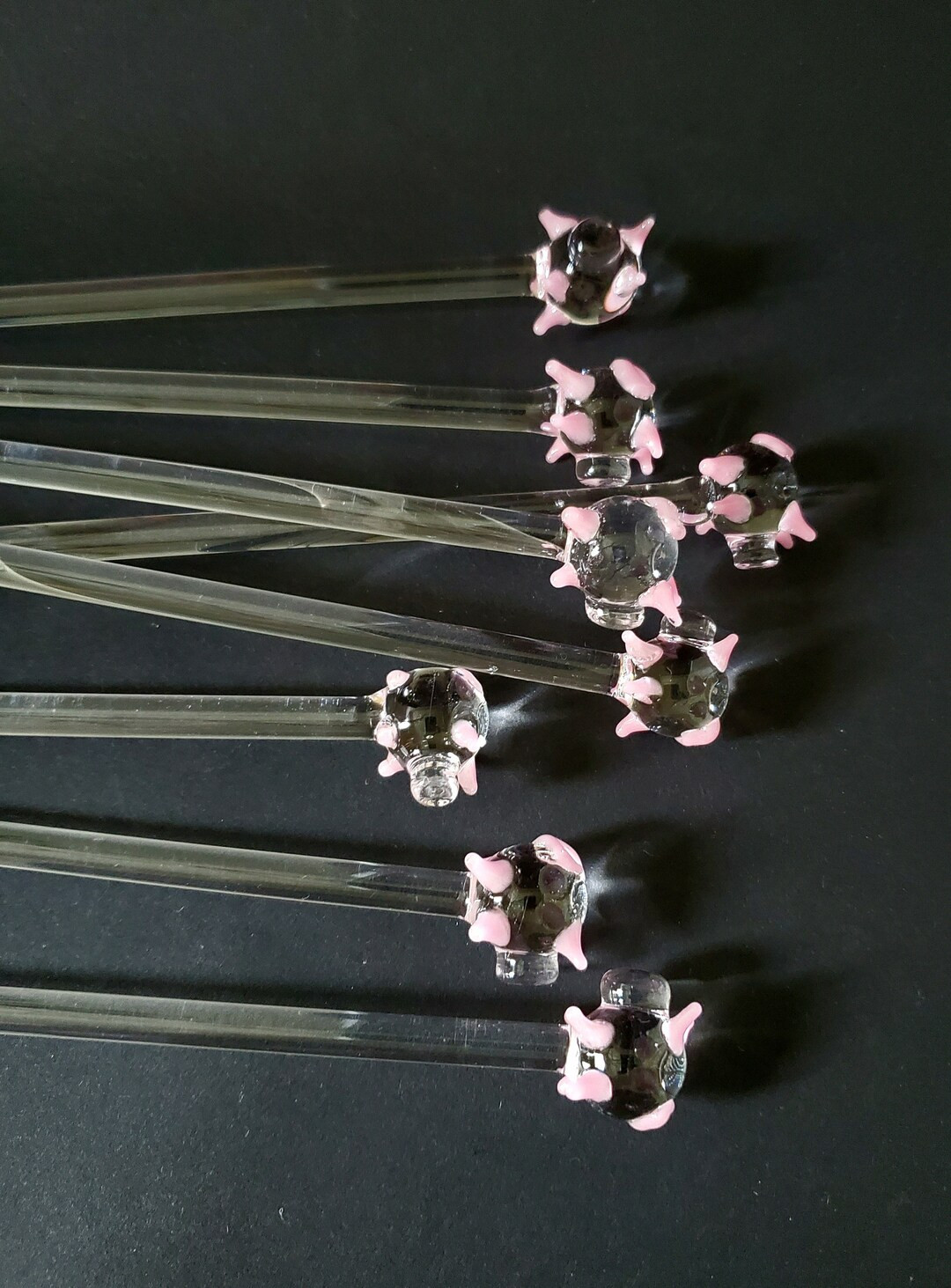 Set of Glass Swizzle Sticks With Small Pigs on Top. - Etsy | Etsy (US)