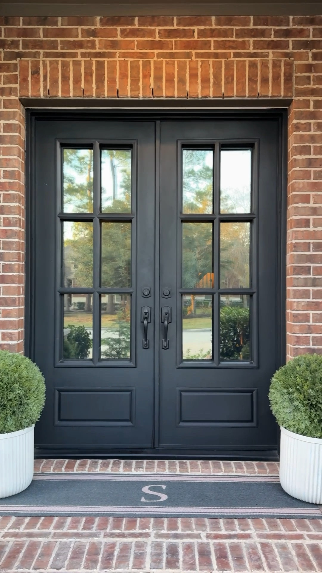 Front porch reset with beautiful new evergreen balls from My Texas House
 *** these are almost sold out btw so grab em quick!***

#LTKSeasonal #LTKHome